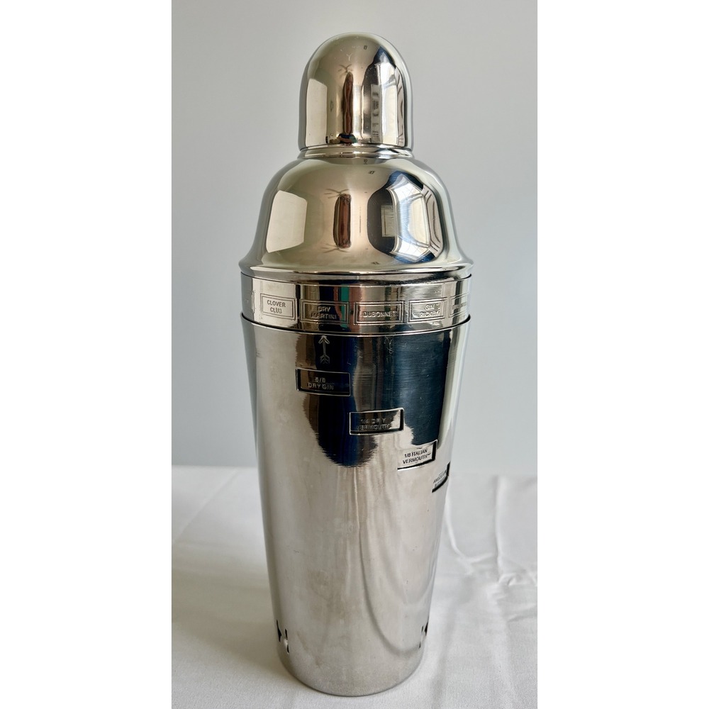 Pottery Barn Silver Dial a Drink Cocktail Shaker Vintage Style Barware 11"